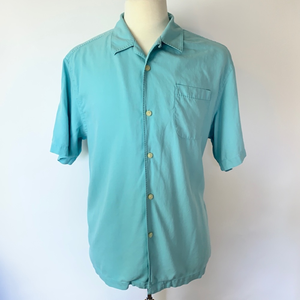 Tommy Bahama Blue Silk Button Up Shirt L